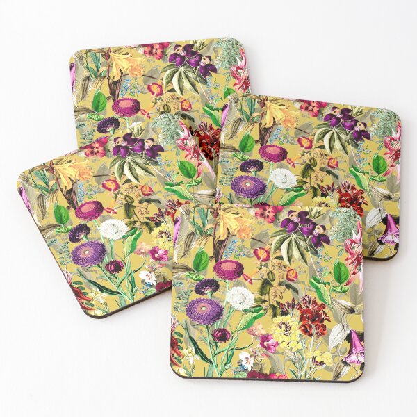 Artikelvorschau, Elegante exotische Blumen und Blätter Himmel, Blätter und Blumen tropischen Muster, botanische Illustration, gelbe florale Illustration entworfen und verkauft von ZeinabTaha.