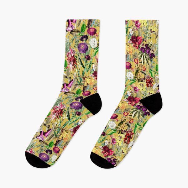 Item preview, Elegant Exotic flowers and leaves heaven, leaves and flowers tropical pattern, botanical illustration, yellow floral illustration  designed and sold by ZeinabTaha.