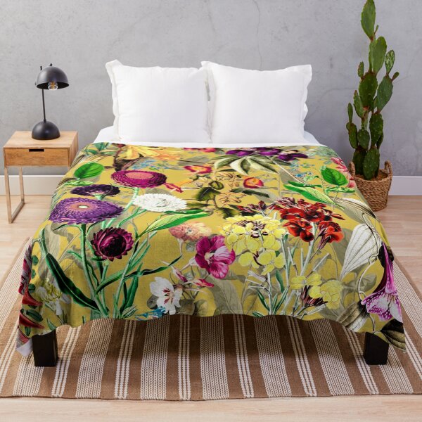 Artikelvorschau, Elegante exotische Blumen und Blätter Himmel, Blätter und Blumen tropischen Muster, botanische Illustration, gelbe florale Illustration entworfen und verkauft von ZeinabTaha.