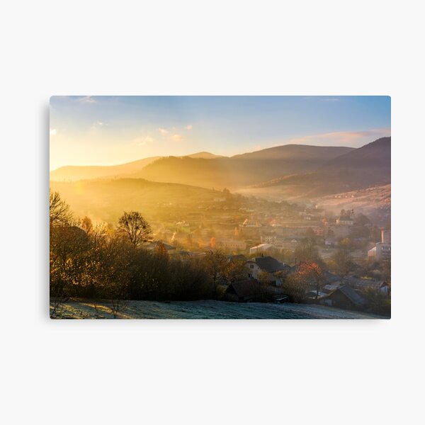 spectacular sunrise in mountainous countryside Metal Print