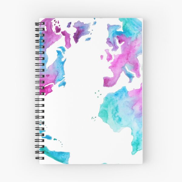 Item preview, We Only Have One Earth. Pink and Blue Watercolor Map of the World. Globe Artwork. designed and sold by tachadesigns.