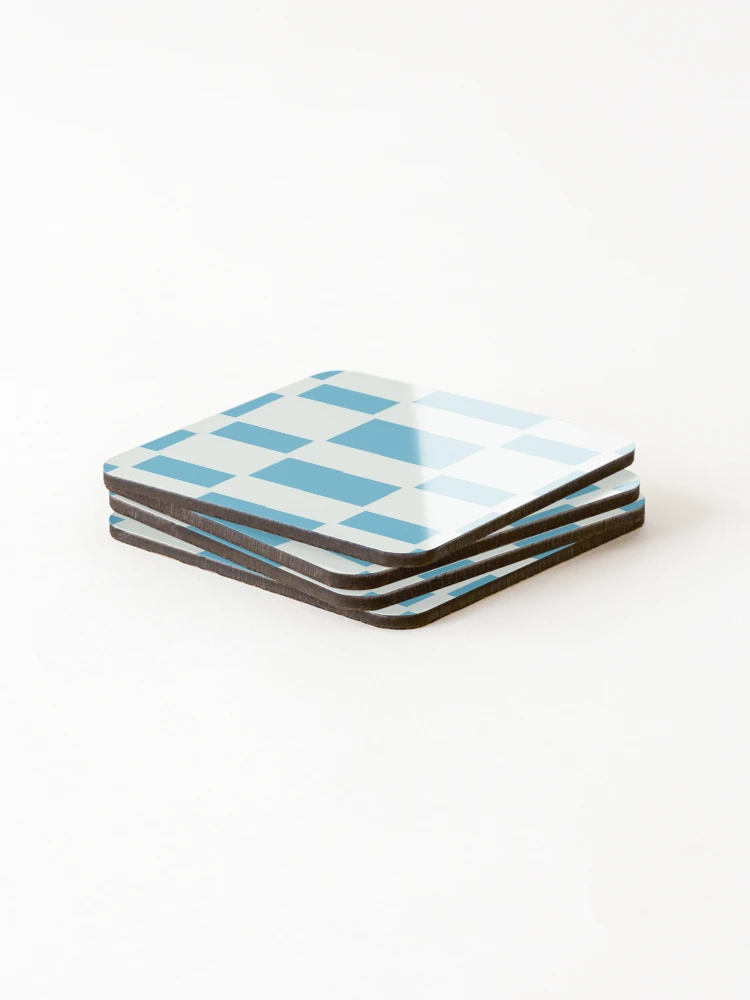 Thumbnail 4 of 5, Coasters (Set of 4), Light Blue Reverse Checkers Pattern designed and sold by awsomepatterns.