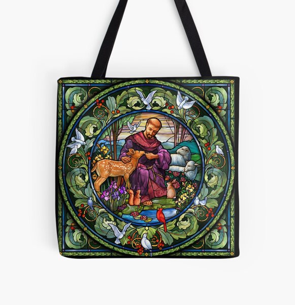 Aperçu de l'œuvre Vitrail Saint François d'Assise créée et vendue par Halcyon-Studio.