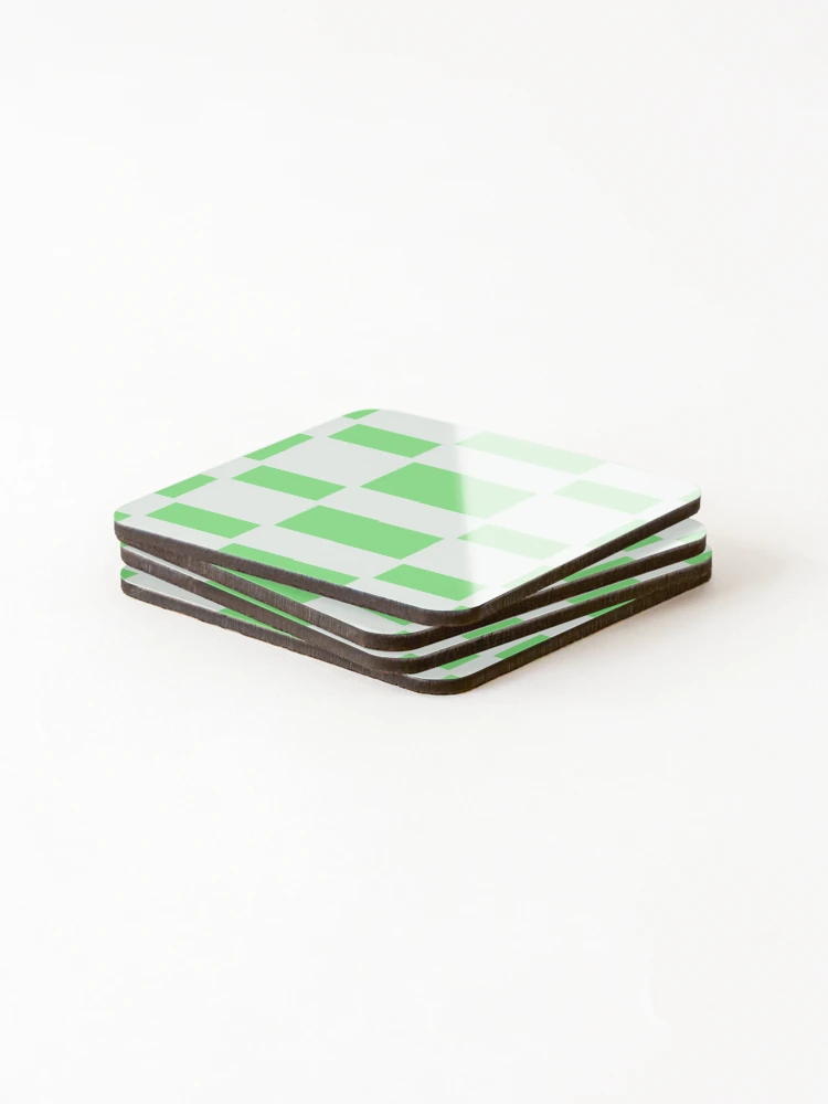 Thumbnail 4 of 5, Coasters (Set of 4), Light Green Reverse Checkers Pattern designed and sold by awsomepatterns.