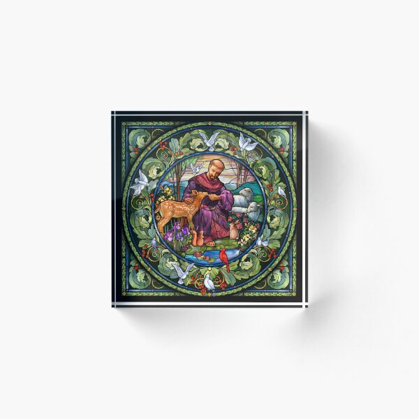 Aperçu de l'œuvre Vitrail Saint François d'Assise créée et vendue par Halcyon-Studio.