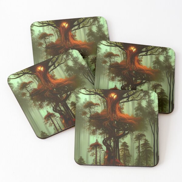 Item preview, Magical Cottage Tree House with Lights in Forest, Scenery Nature designed and sold by NatureFood.