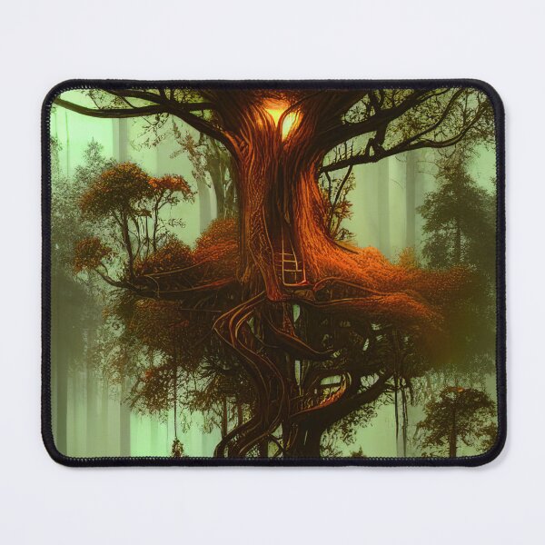 Item preview, Magical Cottage Tree House with Lights in Forest, Scenery Nature designed and sold by NatureFood.
