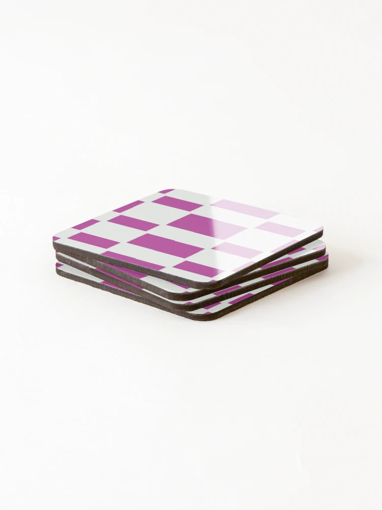 Thumbnail 4 of 5, Coasters (Set of 4), Pink Reverse Checkers Pattern designed and sold by awsomepatterns.