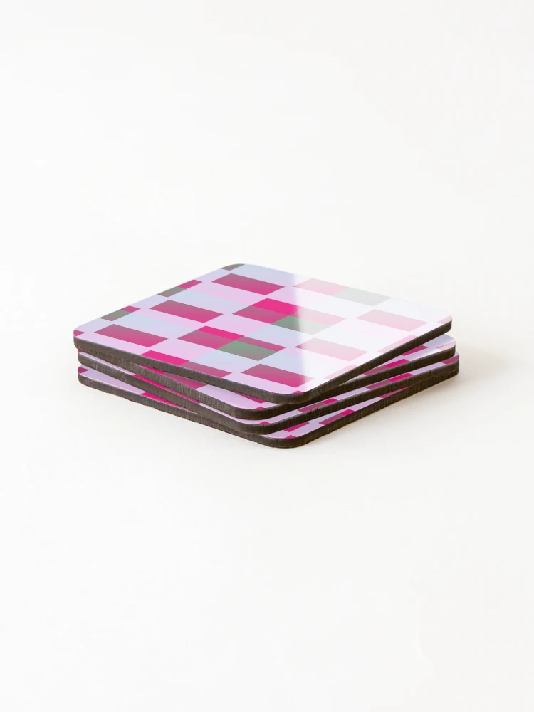 Thumbnail 4 of 5, Coasters (Set of 4), Pink Green Reverse Checkers Pattern designed and sold by awsomepatterns.