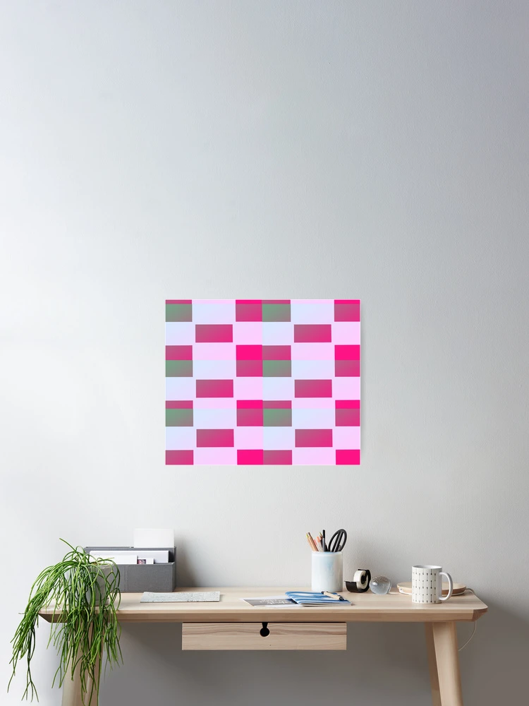 Thumbnail 2 of 3, Poster, Pink Green Reverse Checkers Pattern designed and sold by awsomepatterns.