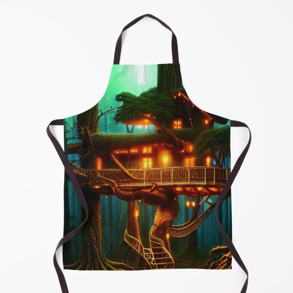 Item preview, Magical Cottage Tree House with Lights in Forest with High Trees, Scenery Nature designed and sold by NatureFood.