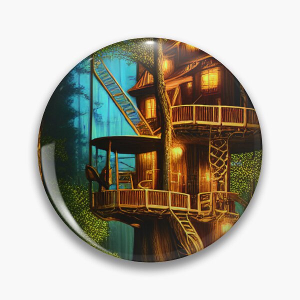 Item preview, Magical Cottage Tree House with Lights in Forest with High Trees, Scenery Nature designed and sold by NatureFood.