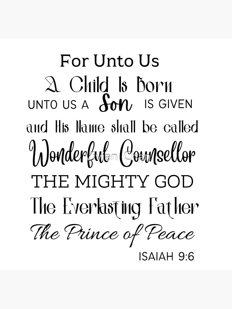 Isaiah 9:6, for Unto Us a Child is Born, Christmas Wall Art