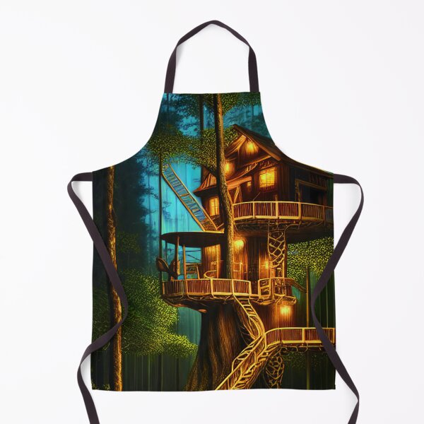 Item preview, Magical Cottage Tree House with Lights in Forest with High Trees, Scenery Nature designed and sold by NatureFood.
