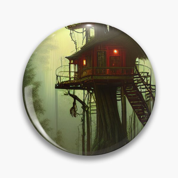 Item preview, Magical Cottage Tree House with Lights in Forest with High Trees, Scenery Nature designed and sold by NatureFood.