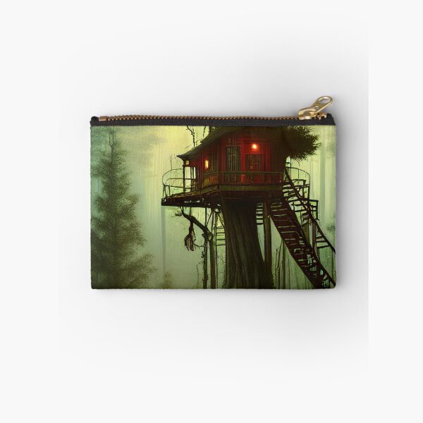 Item preview, Magical Cottage Tree House with Lights in Forest with High Trees, Scenery Nature designed and sold by NatureFood.