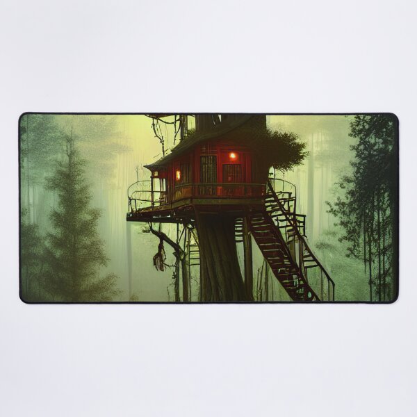 Item preview, Magical Cottage Tree House with Lights in Forest with High Trees, Scenery Nature designed and sold by NatureFood.