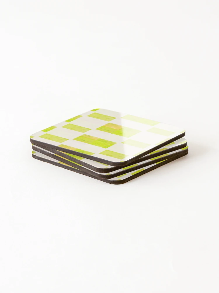 Thumbnail 4 of 5, Coasters (Set of 4), Yellow Paper Reverse Checkers Pattern designed and sold by awsomepatterns.