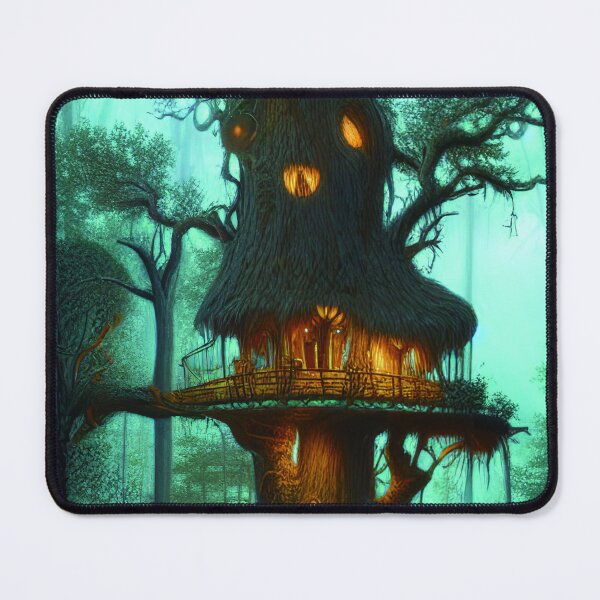 Item preview, Magical Cottage Tree House with Lights in Forest with High Trees, Scenery Nature designed and sold by NatureFood.