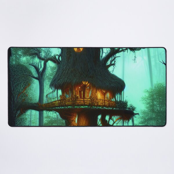 Item preview, Magical Cottage Tree House with Lights in Forest with High Trees, Scenery Nature designed and sold by NatureFood.