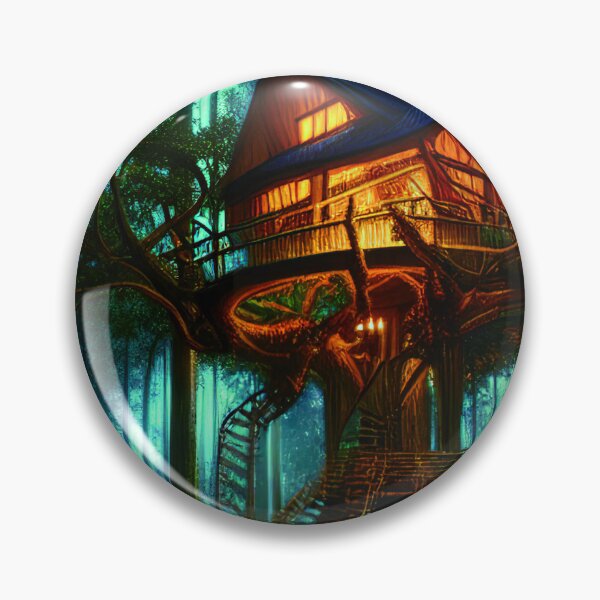 Item preview, Magical Cottage Tree House with Lights in Forest with High Trees, Scenery Nature designed and sold by NatureFood.