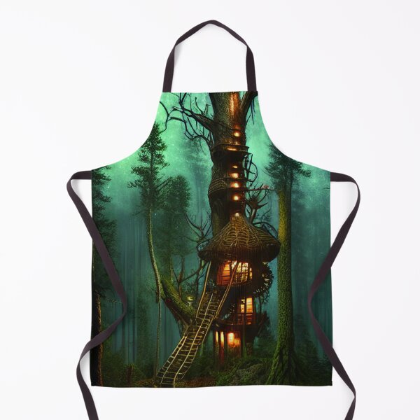 Item preview, Magical Cottage Tree House with Lights in Forest with High Trees, Scenery Nature designed and sold by NatureFood.