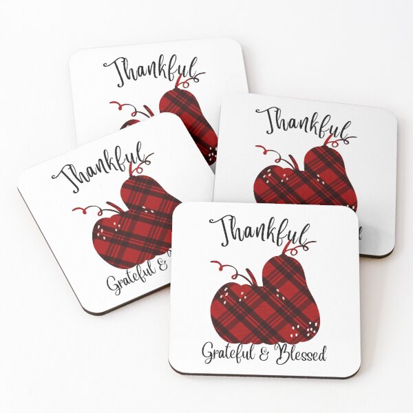Item preview, Fall, Autumn Season, Thanksgiving Plaid Themed Pumpkins, Thankful Grateful & Blessed designed and sold by ImaginedCo.