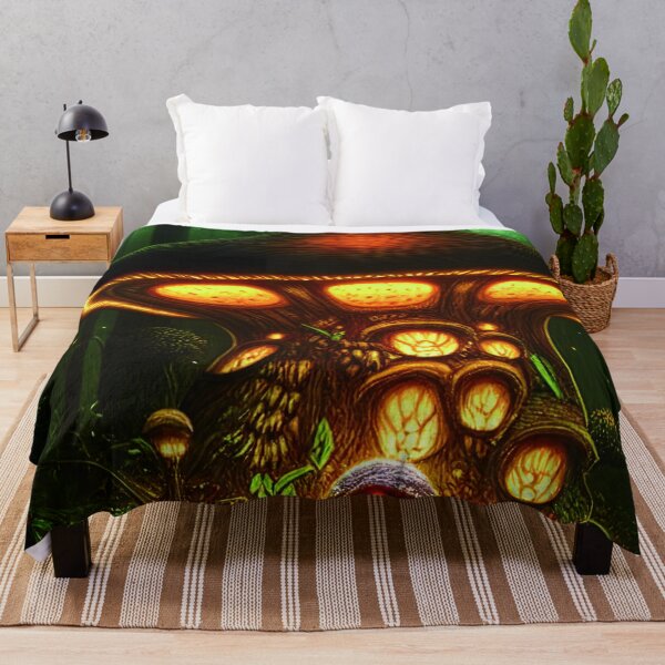 Item preview, Magical Big Cottage Mushroom House with Lights in Forest with High Trees, Mushroom Aesthetic designed and sold by NatureFood.