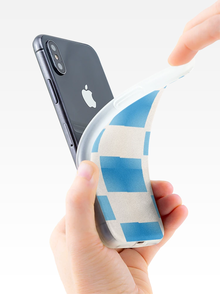 Thumbnail 4 of 5, iPhone Case, Metallic Blue Checkers Pattern designed and sold by awsomepatterns.
