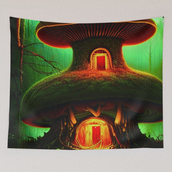 Item preview, Magical Big Cottage Mushroom House with Lights in Forest with High Trees,Mushroom Aesthetic  designed and sold by NatureFood.