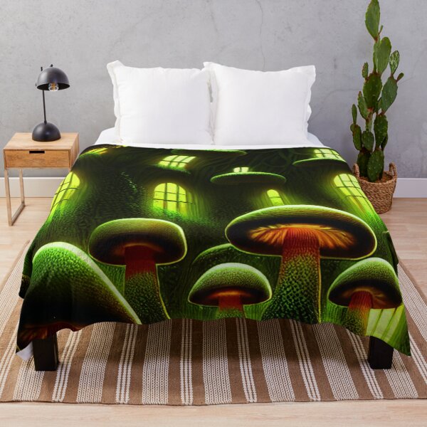 Item preview, Magical Building Cottage Mushroom House with Lights in Forest with High Trees, Scenery Nature designed and sold by NatureFood.
