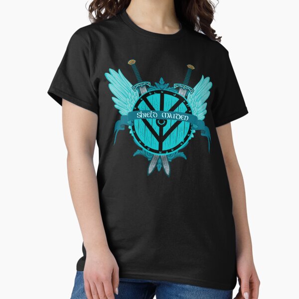 Item preview, Shield Maiden Badass Warrior Woman Winged Teal Viking Shield  designed and sold by Glimmersmith.