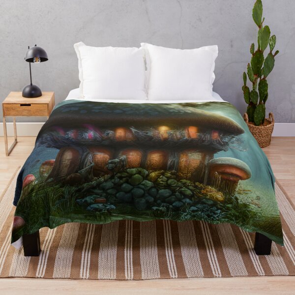 Item preview, Magical Big Cottage Mushroom House with Lights in Forest with High Trees, Mushroom Aesthetic designed and sold by NatureFood.
