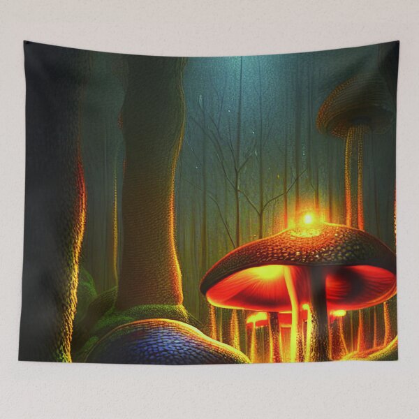 Item preview, Magical Big Cottage Mushroom House with Lights in Forest with High Trees, Mushroom Aesthetic  designed and sold by NatureFood.