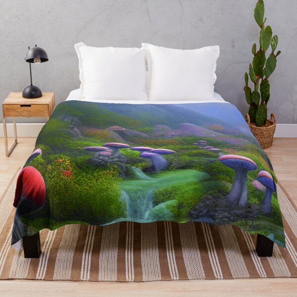Item preview, Beautiful Landscape Painting with mountains and big mushrooms, Mushroom Aesthetic designed and sold by NatureFood.