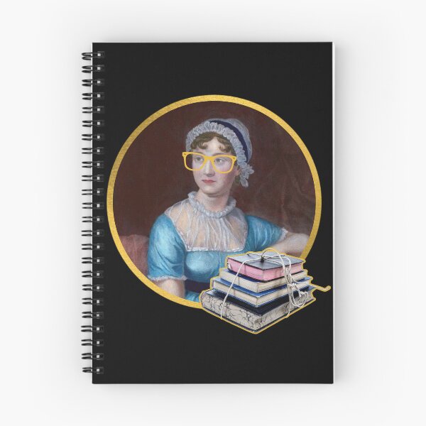 Item preview, Portrait of Jane Austen in glasses, holding a pile of books designed and sold by CastlesClassics.