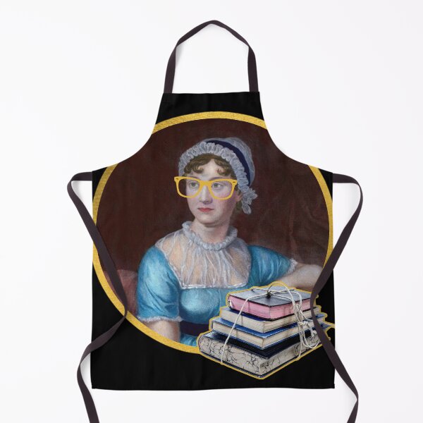 Item preview, Portrait of Jane Austen in glasses, holding a pile of books designed and sold by CastlesClassics.
