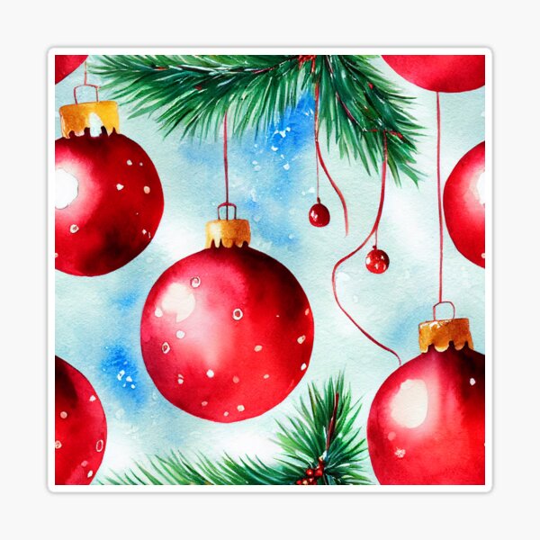 Sticker for Sale mit Aquarell Vintage Weihnachtsschmuck Muster auf weißem  Hintergrund von DesArtStudio