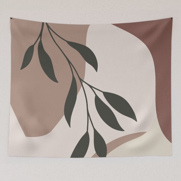 Artikelvorschau, Earthy Browns Modern Mid-Century Leaf Plant 2023 Farbe des Jahres Redend Point SW 9081 entworfen und verkauft von MLA-Artwork.