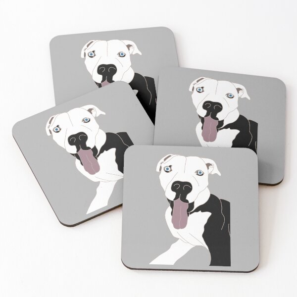 Item preview, Pit bull pup in black and white, blue eyes designed and sold by Eva Freeman.