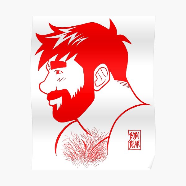 ADAM PROFILE - LINEART RED Poster