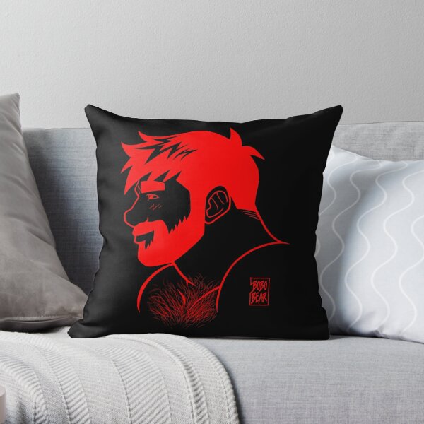 ADAM PROFILE - LINEART RED Throw Pillow