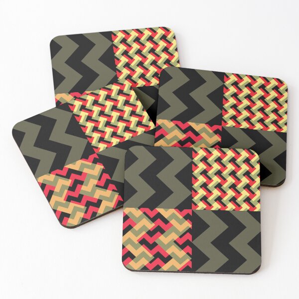 Item preview, 'Ziggy' - in Red, Salmon Pink and Buttercup Yellow on a Black and Khaki base designed and sold by sleepingdogprod.
