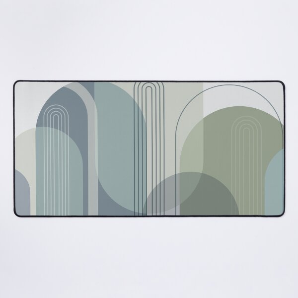 Item preview, Mid Century Abstract Arches Blue Green designed and sold by UrbanEpiphany.