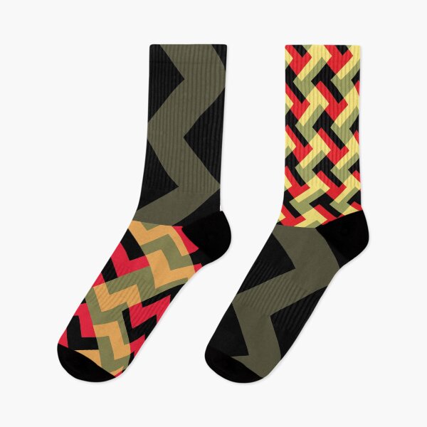 Item preview, 'Ziggy' - in Red, Salmon Pink and Buttercup Yellow on a Black and Khaki base designed and sold by sleepingdogprod.