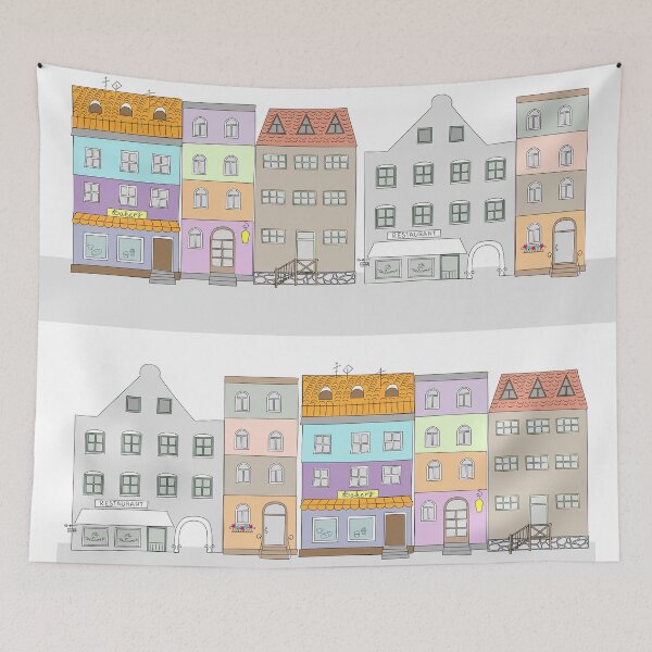 Item preview, cartoon old town designed and sold by AlinNova.