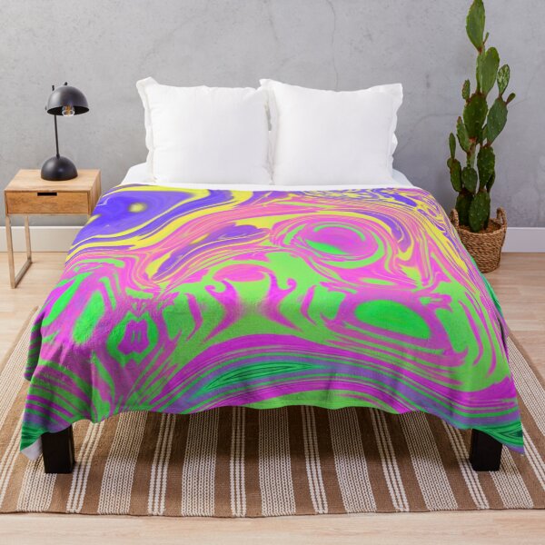Item preview, 1980s yellow purple lime green pink swirls mid century modern designed and sold by LEILA ART SPACE.