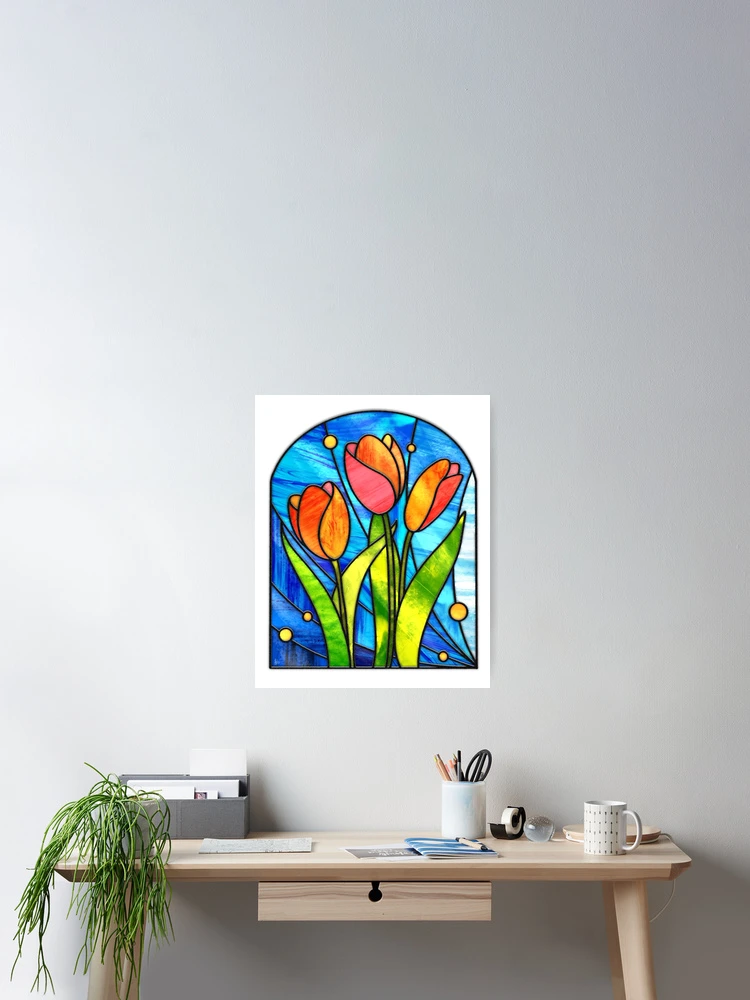 Aperçu 2 sur 3. Poster avec l'œuvre Tulipes créée et vendue par RathiDesigns.