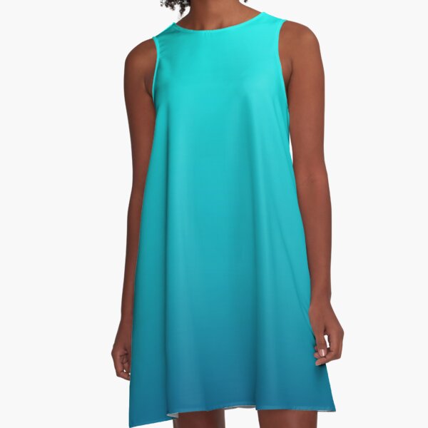 summer beach chic abstract teal blue turquoise ombre A-Line Dress
