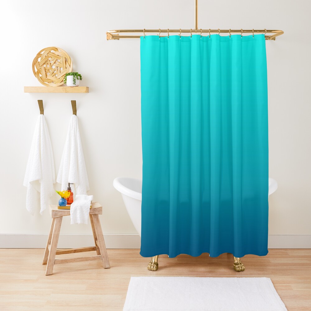 summer beach chic abstract teal blue turquoise ombre Shower Curtain